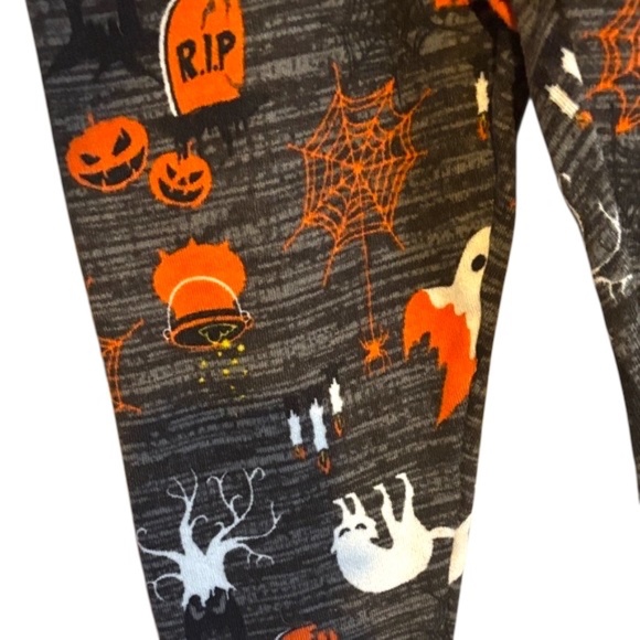 NWOT-Halloween Themed Leggings with Ghost and Pumpkin Print - Picture 7 of 8